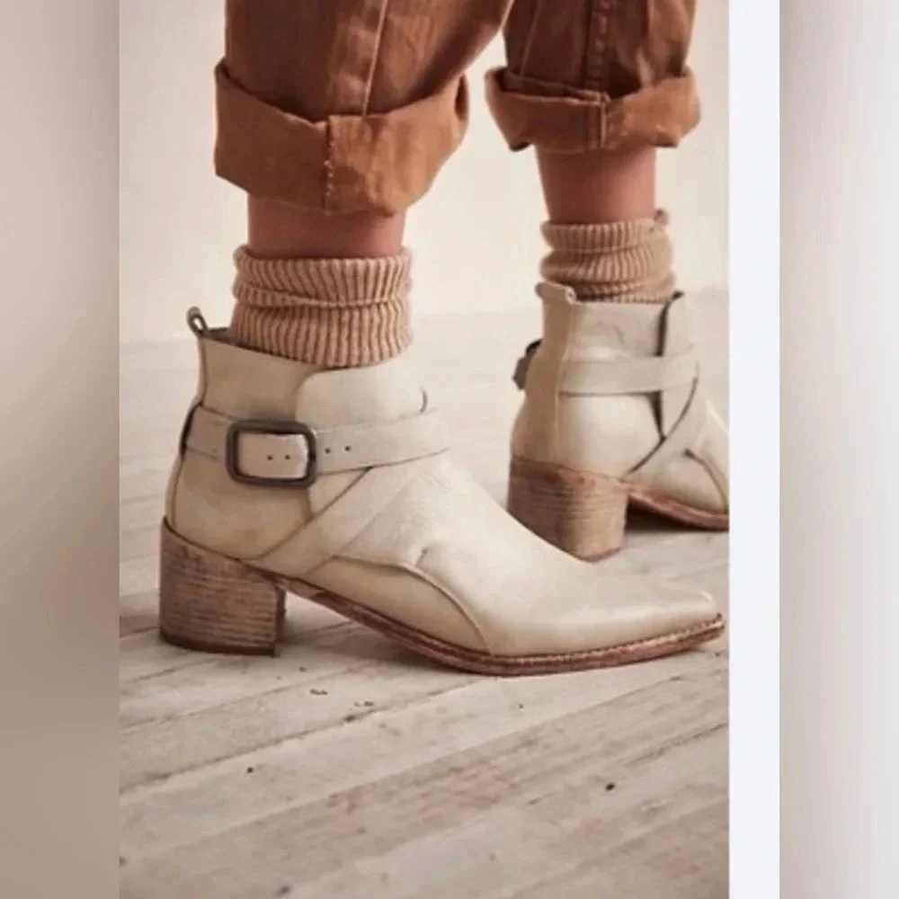 FREE PEOPLE BACK LOOP ANKLE BOOT BONE size US 5.5 - Picture 5 of 12